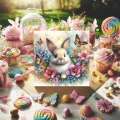 水彩バニーと蝶フローラ復活祭 シーズンカード