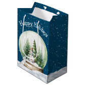 水彩バニーと雪だるま ミディアムペーパーバッグ (正面アングル)