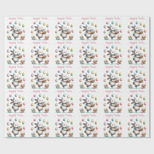 水彩バニーの喜びのイースターエッグ狩り ラッピングペーパー (フラット)