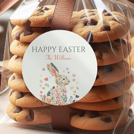 水彩バニーイースターステッカー ラウンドシール