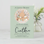 水彩バニーイースターパステルバスケットベビーシャワー 招待状 (スタンド正面)