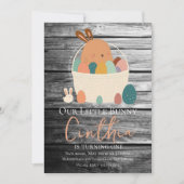 水彩バニーイースターパステル卵の誕生日パーティー 招待状 (正面)