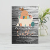 水彩バニーイースターパステル卵の誕生日パーティー 招待状 (スタンド正面)