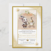 水彩バニーイースターブランチ&エッグ狩りフローラ 招待状 (正面)