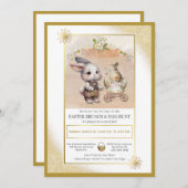 水彩バニーイースターブランチ&エッグ狩りフローラ 招待状 (正面/裏面)