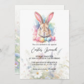 水彩バニーエッグワイルドフラワーイースターブランチ 招待状 (正面/裏面)
