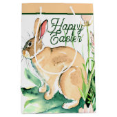 水彩バニーカスタム復活祭 ミディアムペーパーバッグ (正面)