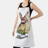 水彩バニーダンデリオンエプロンパーソナライズされたン エプロン (インサイチュ)