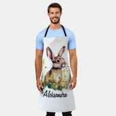 水彩バニーダンデリオンエプロンパーソナライズされたン エプロン (着用した状態)