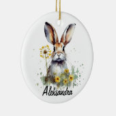 水彩バニーダンデリオンセラミックサークルオーナメント セラミックオーナメント (右)