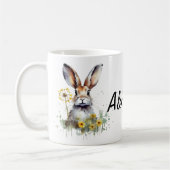水彩バニーダンデリオンパーソナライズドマグカップ コーヒーマグカップ (左)
