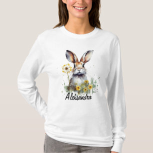 水彩バニーダンデリオン長袖Tシャツ Tシャツ