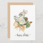 水彩バニーボホハッピーイースター シーズンカード (正面/裏面)