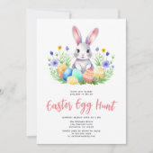 水彩バニーラビットイースターエッグ狩り 招待状 (正面)