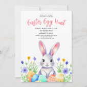 水彩バニーラビットイースターエッグ狩り 招待状 (正面)