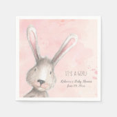 水彩バニーラビット女の子のカスタム スタンダードカクテルナプキン (正面)