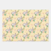 水彩バニー春フローラヴィンテージイースター ラッピングペーパーシート (正面3)