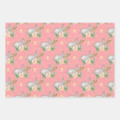 水彩バニー春フローラヴィンテージイースター ラッピングペーパーシート (正面2)