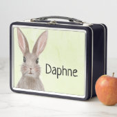 水彩バニー独自の名前を追加メタルランチボックス メタルランチボックス (インサイチュ)