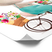 水彩バニー花自転車 |バニーウォールプリント ポスター (角)