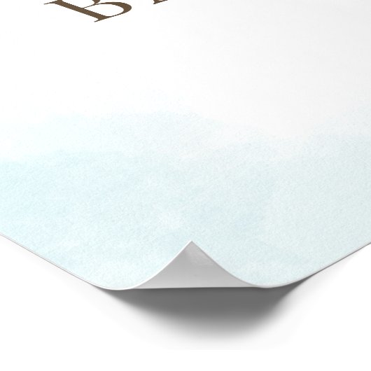 水彩バニー飛行機ブルーベビーシャワーへようこそ ポスター (角)