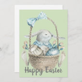 水彩バニー&エッグバスケットイースター シーズンカード (正面/裏面)