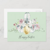 水彩バニー&フラワーイースター ポストカード (正面/裏面)