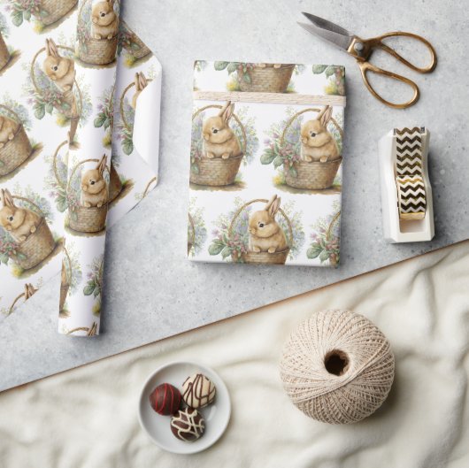 水彩バニー ラッピングペーパー (クラフト)