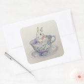 水彩バニーinフローラティーカップ スクエアシール (封筒)