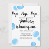 水彩バブル ポップ ポップ ポップ 誕生日 招待状 (正面)