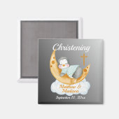 水彩バプテスマベビーペンギンアンドムーン  マグネット (正面/裏面)