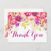水彩バラあじさいフローラサンキューカード サンキューカード (正面/裏面)