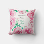 水彩バラおばあちゃんのガーデン装飾用クッション クッション (正面)