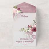 水彩バラすべて1つの結婚式招待状 オールインワン招待状 (外側)