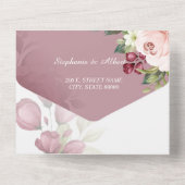 水彩バラすべて1つの結婚式招待状 オールインワン招待状 (裏面)