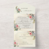 水彩バラすべて1つの結婚式招待状 オールインワン招待状 (内側)