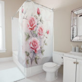 水彩バラつる植物エレガンス シャワーカーテン (インサイチュ)