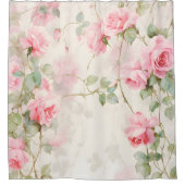 水彩バラつる植物エレガンス シャワーカーテン (正面)