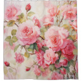 水彩バラつる植物エレガンス シャワーカーテン (正面)