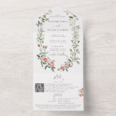 水彩バラつる植物バードガーデンエレガントな結婚式 オールインワン招待状 (内側)