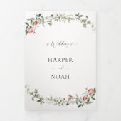 水彩バラつる植物バードシックすべて結婚のワンズ 三つ折り招待状 (カバー)