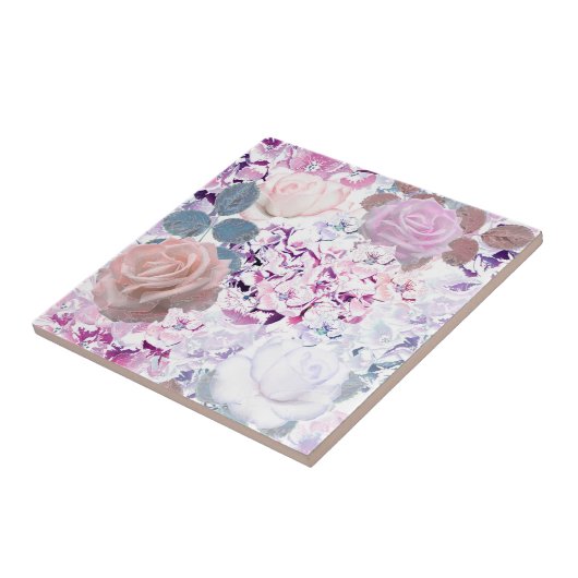 水彩バラとアジサイ。 タイル (側面)