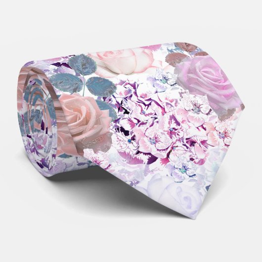 水彩バラとアジサイ。 ネクタイ (ロール)