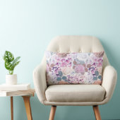 水彩バラとアジサイ。 ランバークッション (椅子)