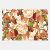 水彩バラとイチゴ ラッピングペーパーシート (正面)