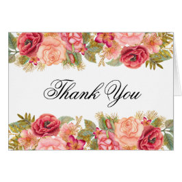 水彩バラとグリッターお礼