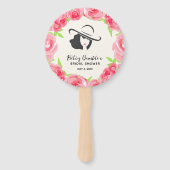 水彩バラとビッグハットダービーブライダルシャワー ハンドファン (裏面)