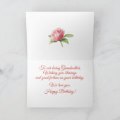 水彩バラとベリー祖母誕生日 カード (内部)