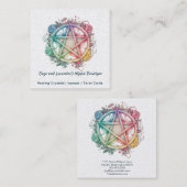 水彩バラとペンタグラム スクエア名刺 (正面/裏面)