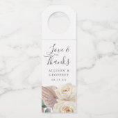 水彩バラとランパーソナライズされた結婚ズ ボトルネックタグ (正面)